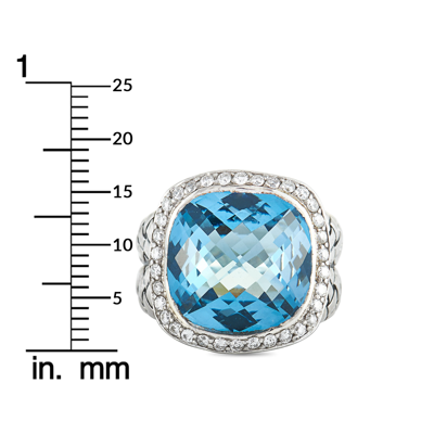 Shop Scott Kay Sterling Silver Diamond And Blue Topaz Large Dome Ring In Multi