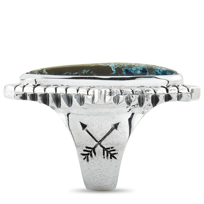 Shop King Baby Concho Silver And Spotted Turquoise Ring In White