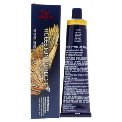 Shop Wella I0087130 Koleston Perfect Permanent Creme Hair Color For Unisex - 8 97 Light Blonde & Cendre Brown - In Blue