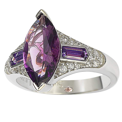 Shop Suzy Levian Sterling Silver Purple Marquise Cubic Zirconia Ring