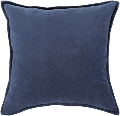 Shop Surya Cotton Velvet Cv-030 22"h X 22"w Pillow Cover In Blue