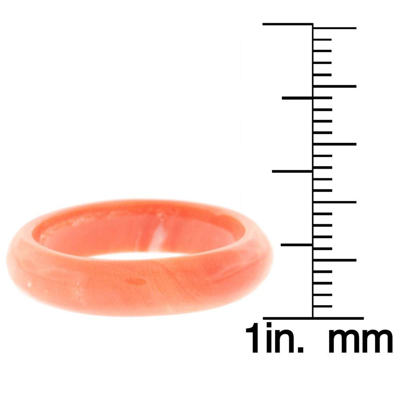Suzy Levian Italian Hand Carved 6.3ct Natural Coral Gem Eternity Band Ring In Orange
