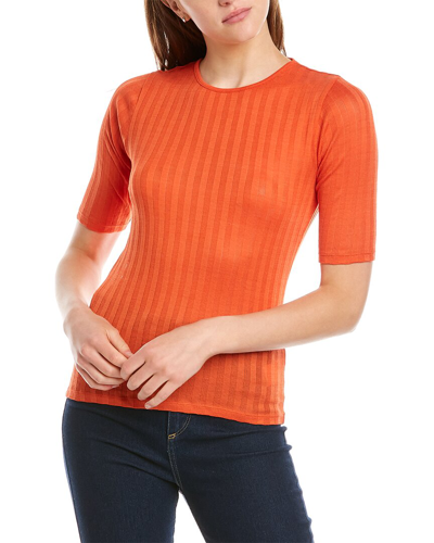 Shop Vince Elbow-sleeve T-shirt In Orange