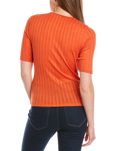 Shop Vince Elbow-sleeve T-shirt In Orange