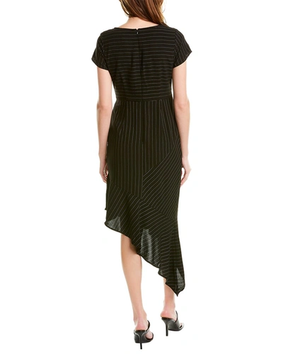 Shop Focus By Shani Asymmetrical Pinstripe Midi Dress In Black