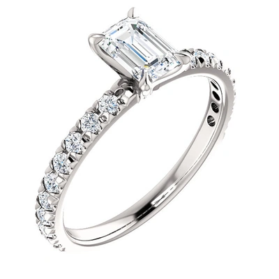 Pompeii3 1 1/2 Ct Emerald Cut Diamond Engagement Ring 14k White Gold In Silver
