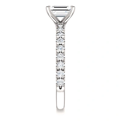 Pompeii3 1 1/2 Ct Emerald Cut Diamond Engagement Ring 14k White Gold In Silver