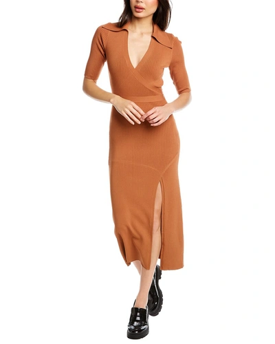 Shop Nicholas Joanna Rib Knit Midi Dress In Brown
