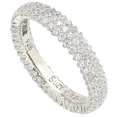 Suzy Levian Sterling Silver Micro-pave White Cubic Zirconia Eternity Band