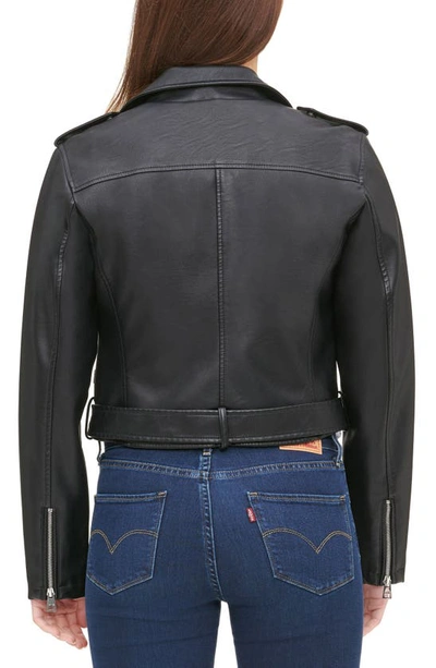 Levi's® Faux Leather Fashion Belted Moto Jacket In Black Black