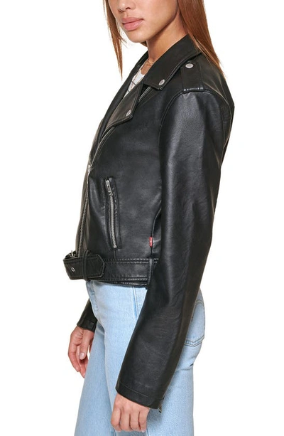 Levi's® Faux Leather Fashion Belted Moto Jacket In Black Black