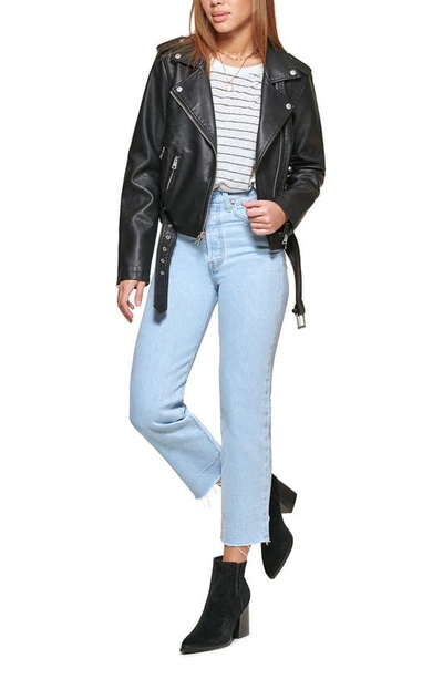 Levi's® Faux Leather Fashion Belted Moto Jacket In Black Black