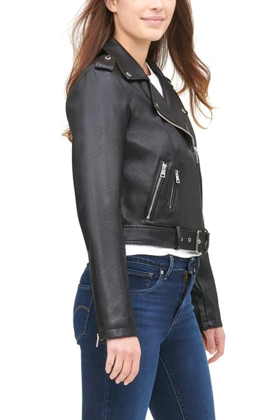 Levi's® Faux Leather Fashion Belted Moto Jacket In Black Black