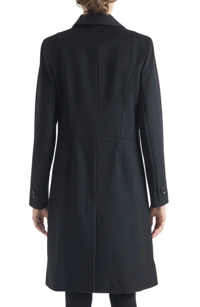 Sofia Cashmere Shawl Collar Wool Blend Coat In Black