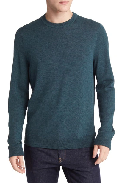 Shop Nordstrom Washable Merino Crewneck Sweater In Teal Cyrus Melange