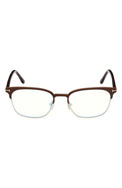 Shop Tom Ford Browline 53mm Blue Light Blocking Glasses In Matte Dark Brown