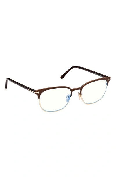 Shop Tom Ford Browline 53mm Blue Light Blocking Glasses In Matte Dark Brown