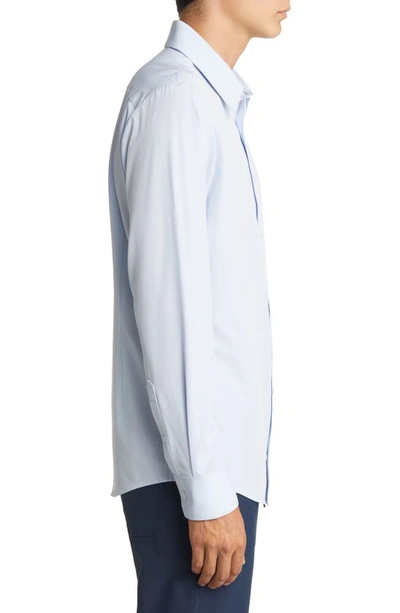 Mizzen + Main Leeward Trim Fit Solid Performance Button-up Shirt In Light Blue Solid