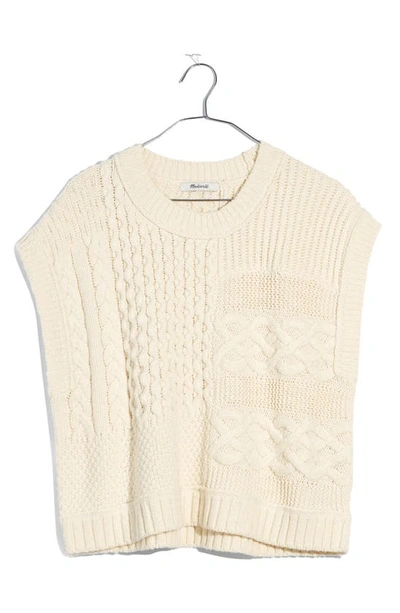 Shop Madewell Patchwork Sweater Vest In Antique Cream