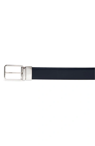 Shop Santoni Reversible Leather Belt In Black-navy