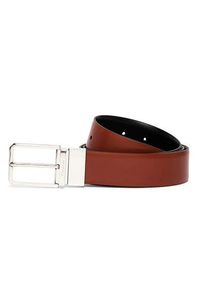 Santoni Men's Reversible Leather Dress Belt In Black-tan