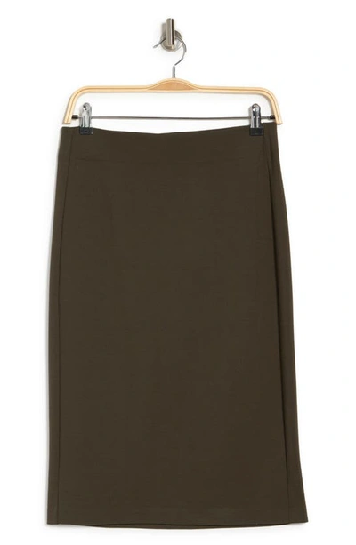 Shop T Tahari Pull-on Ponte Pencil Skirt In Olive