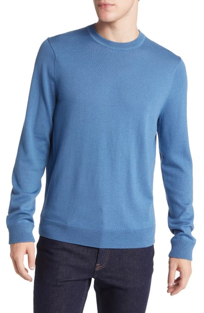 Shop Nordstrom Washable Merino Crewneck Sweater In Blue Captain