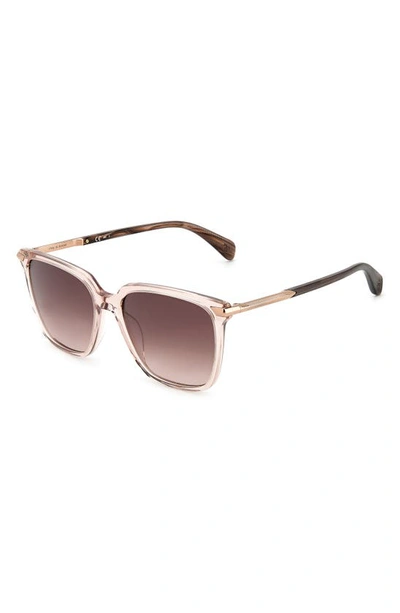 Shop Rag & Bone 55mm Polarized Gradient Rectangle Sunglasses In Brown