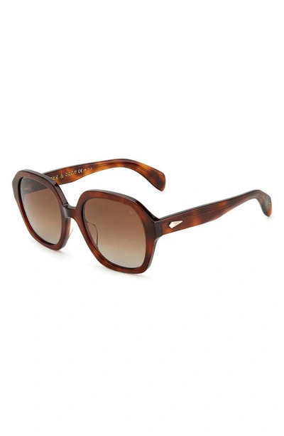 Rag & Bone 53mm Gradient Square Sunglasses In Havana