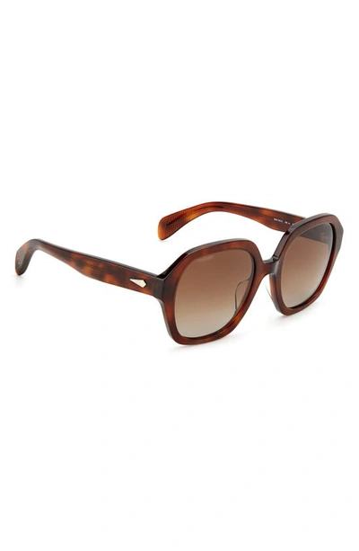 Rag & Bone 53mm Gradient Square Sunglasses In Havana