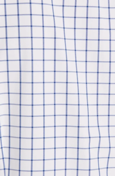 Shop Mizzen + Main Leeward No-tuck Performance Button-up Shirt In White Navy Windowpane