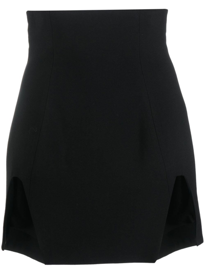 Shop Alessandro Vigilante Wool Blend Jersey Miniskirt In Nero