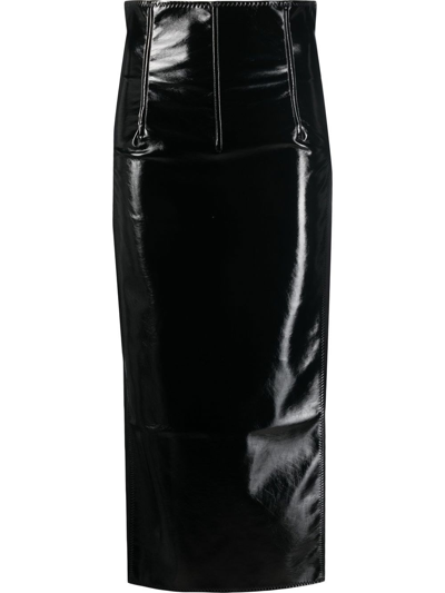 Shop Alessandro Vigilante Stretch Leatherette Skirt In Nero