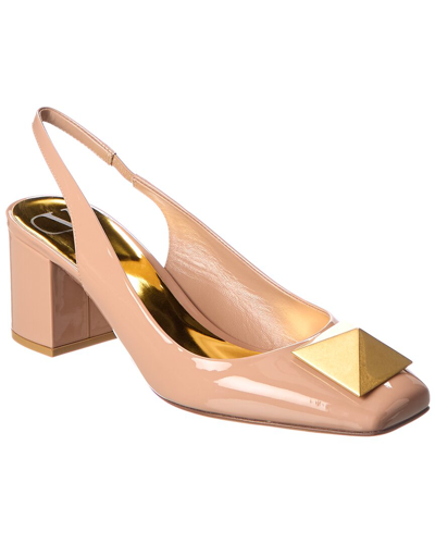 Shop Valentino One Stud 60 Patent Slingback Pump In Brown
