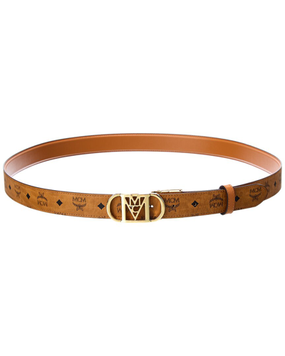 Shop Mcm Mode Mena Reversible Leather Belt In Brown