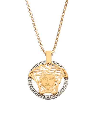 Shop Versace Medusa Touch Necklace In Silver
