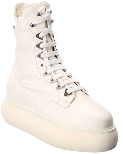 Shop Attico Selene Leather Boot In White