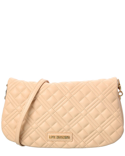 Shop Love Moschino Quilted Shoulder Bag In Beige