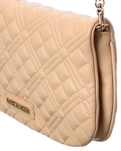 Shop Love Moschino Quilted Shoulder Bag In Beige