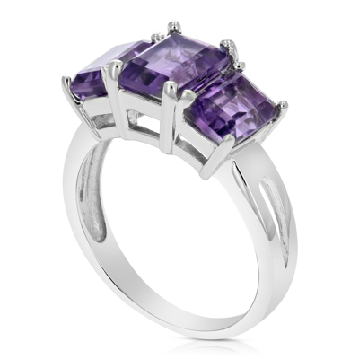 Shop Vir Jewels 2.35 Cttw 3 Stone Purple Amethyst Ring .925 Sterling Silver Rhodium Emerald