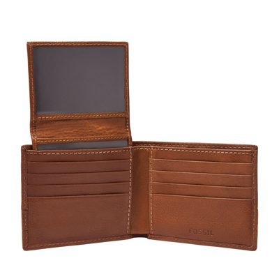 Shop Fossil Men's Lufkin Leather Passport Case In Brown
