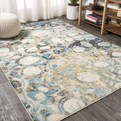 Shop Jonathan Y Pebble Marbled Abstract Area Rug In Blue