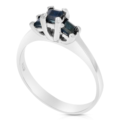 Shop Vir Jewels 1/4 Cttw 3 Stone Blue Sapphire Ring .925 Sterling Silver With Rhodium Princess