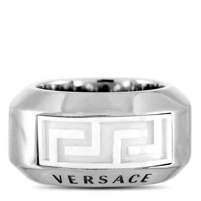 Shop Versace 18k White Gold Ceramic Band Ring
