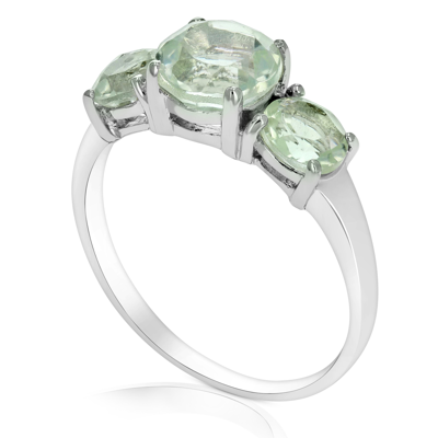 Shop Vir Jewels 2.20 Cttw 3 Stone Green Amethyst Ring .925 Sterling Silver With Rhodium Round