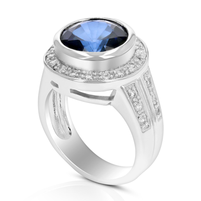 Shop Vir Jewels 2 Cttw Created Blue Sapphire Ring In Brass With Rhodium Plating Round 10 Mm In White