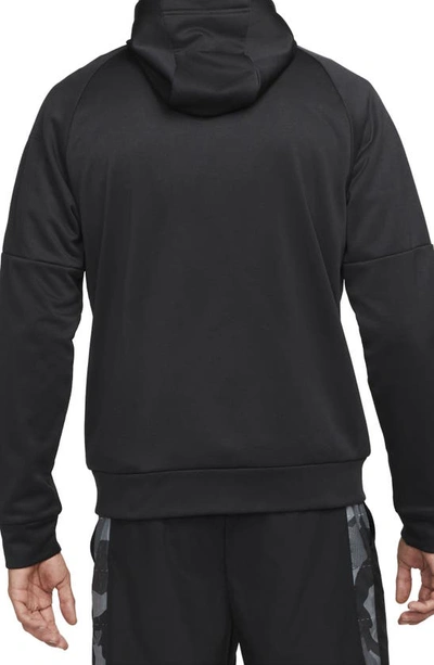 Shop Nike Therma-fit Fitness Full Zip Hoodie In Black/ Black/ White