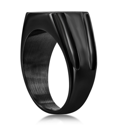 Shop Blackjack Stainless Steel Black Cz Square Ring - Black Plated