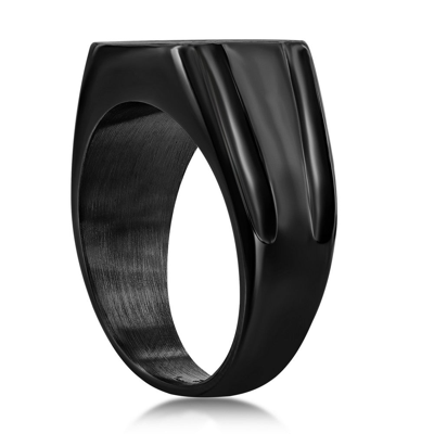 Blackjack Stainless Steel Black Cz Square Ring - Black Plated