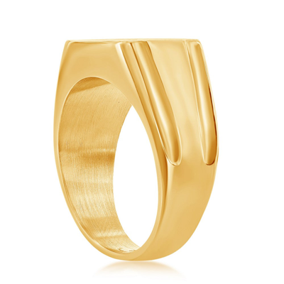 Blackjack Stainless Steel Gold Square Cz Ring In Yellow